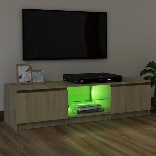 Tv-bord med LED-lys 120x30x35,5 cm sonoma-eg