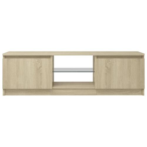 Tv-bord med LED-lys 120x30x35,5 cm sonoma-eg
