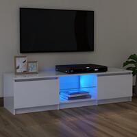 Tv-skab med LED-lys 120x30x35,5 cm hvid højglans