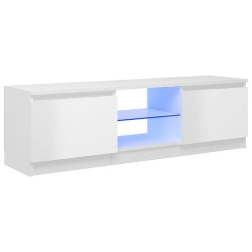 Tv-skab med LED-lys 120x30x35,5 cm hvid højglans