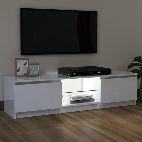 Tv-skab med LED-lys 120x30x35,5 cm hvid højglans