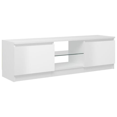Tv-skab med LED-lys 120x30x35,5 cm hvid højglans