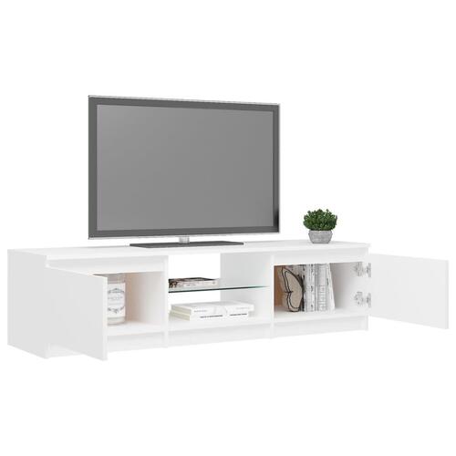 Tv-skab med LED-lys 140x40x35,5 cm hvid