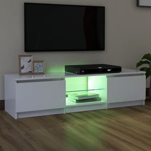 Tv-skab med LED-lys 140x40x35,5 cm hvid