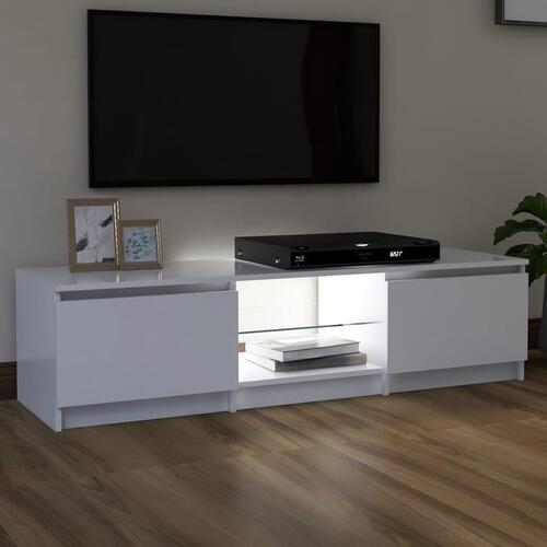Tv-skab med LED-lys 140x40x35,5 cm hvid