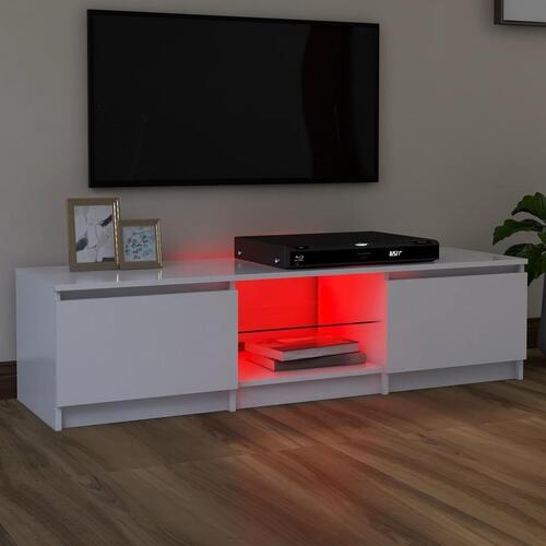 Tv-skab med LED-lys 140x40x35,5 cm hvid