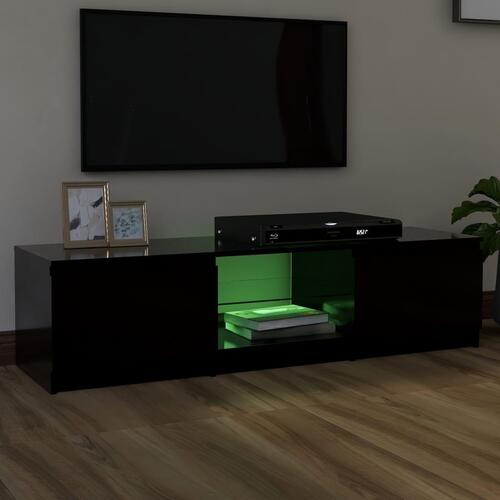 Tv-bord med LED-lys 140x40x35,5 cm sort