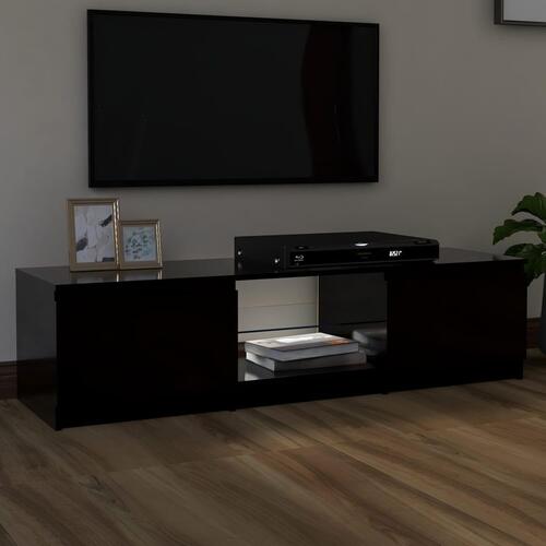 Tv-bord med LED-lys 140x40x35,5 cm sort