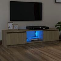 Tv-bord med LED-lys 140x40x35,5 cm sonoma-eg