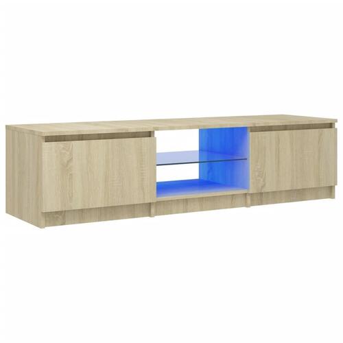 Tv-bord med LED-lys 140x40x35,5 cm sonoma-eg