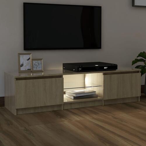 Tv-bord med LED-lys 140x40x35,5 cm sonoma-eg