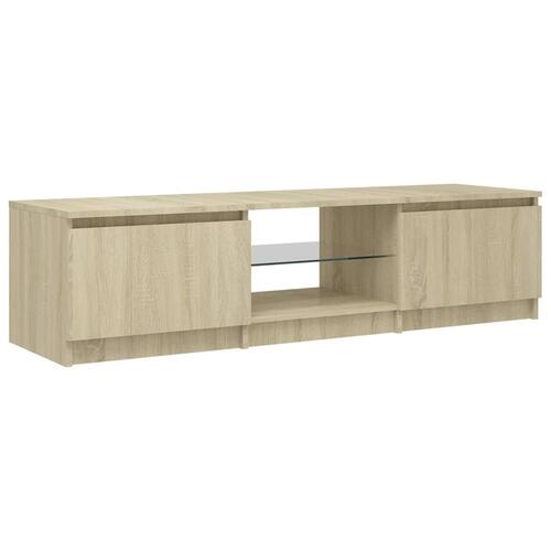 Tv-bord med LED-lys 140x40x35,5 cm sonoma-eg