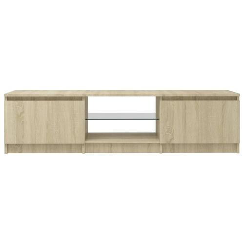 Tv-bord med LED-lys 140x40x35,5 cm sonoma-eg