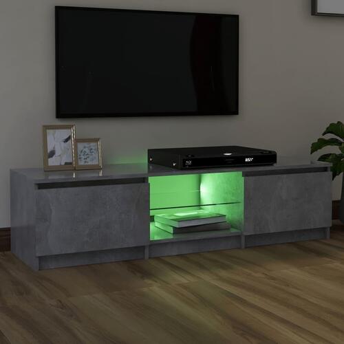 Tv-bord med LED-lys 140x40x35,5 cm betongrå