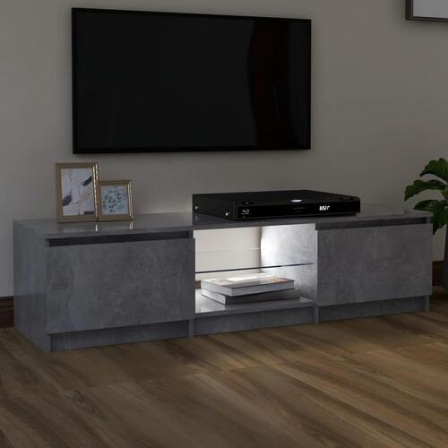 Tv-bord med LED-lys 140x40x35,5 cm betongrå