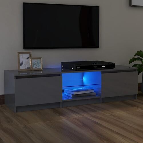 Tv-skab med LED-lys 140x40x35,5 cm grå højglans