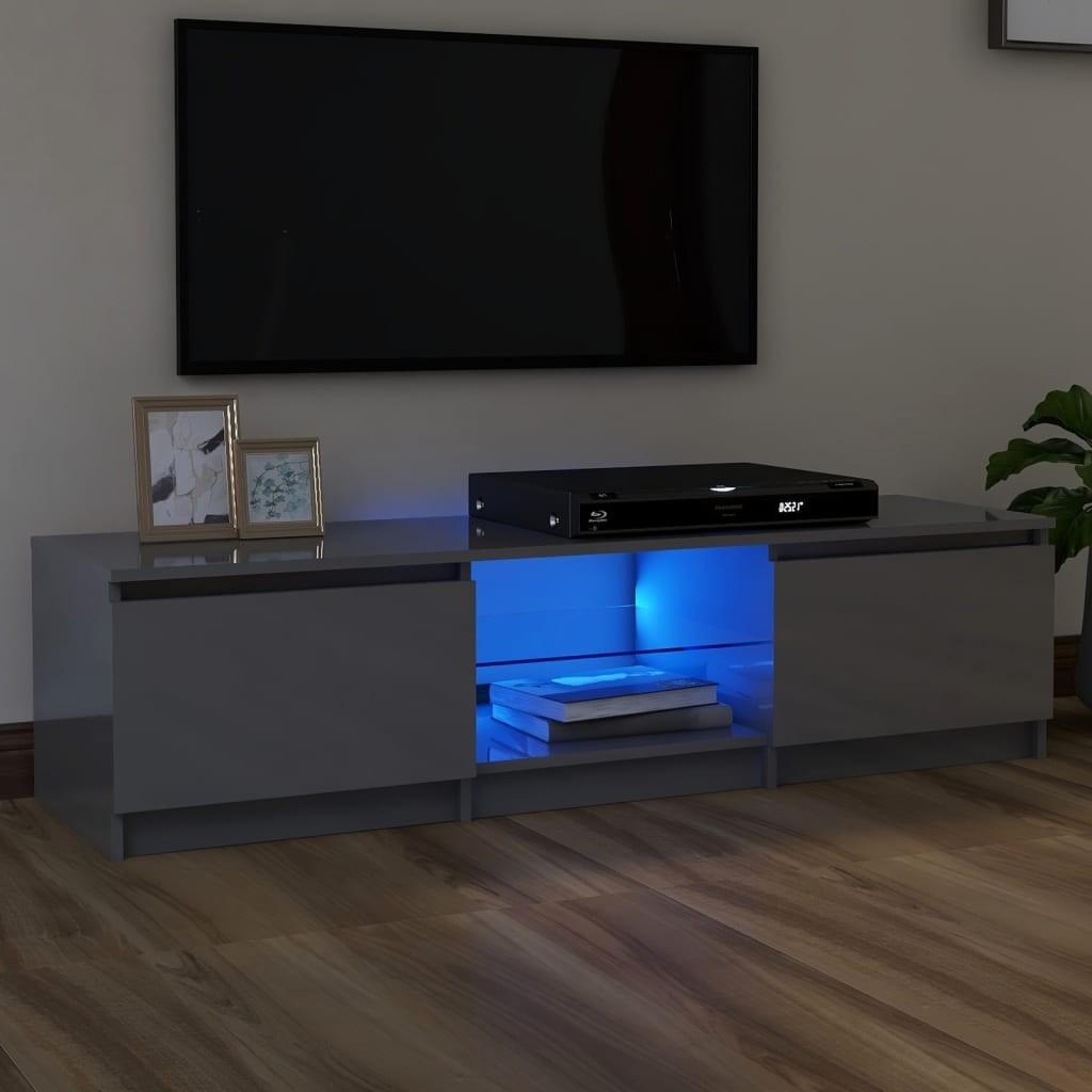 Tv-skab med LED-lys 140x40x35,5 cm grå højglans