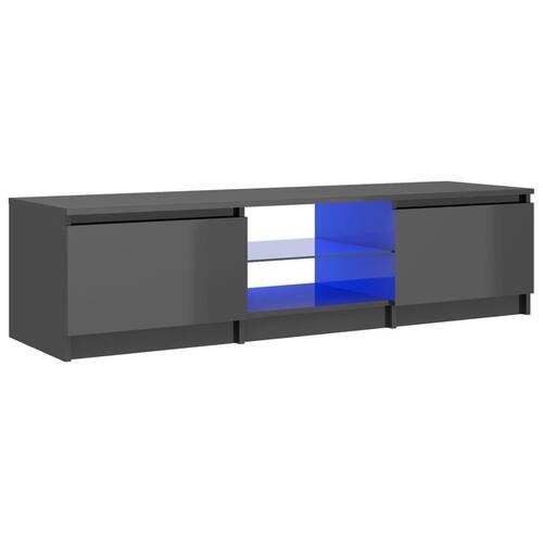 Tv-skab med LED-lys 140x40x35,5 cm grå højglans