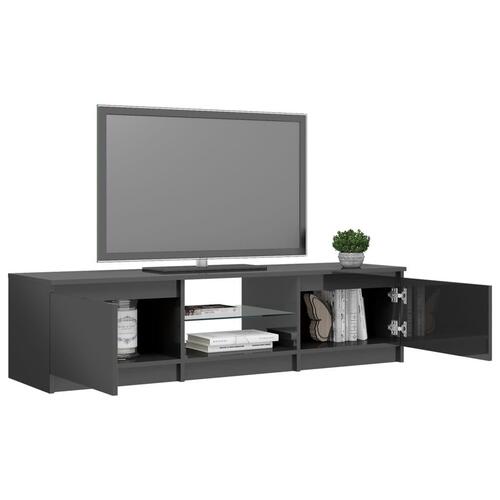 Tv-skab med LED-lys 140x40x35,5 cm grå højglans
