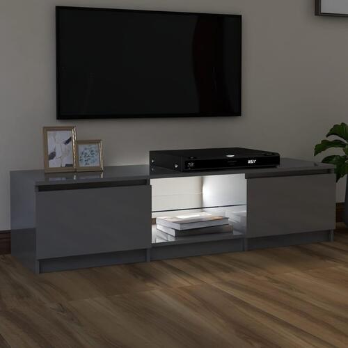 Tv-skab med LED-lys 140x40x35,5 cm grå højglans