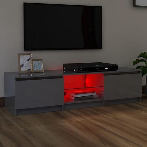 Tv-skab med LED-lys 140x40x35,5 cm grå højglans