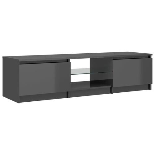 Tv-skab med LED-lys 140x40x35,5 cm grå højglans