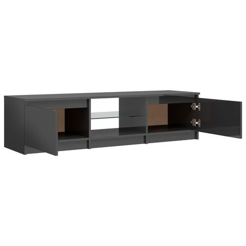 Tv-skab med LED-lys 140x40x35,5 cm grå højglans