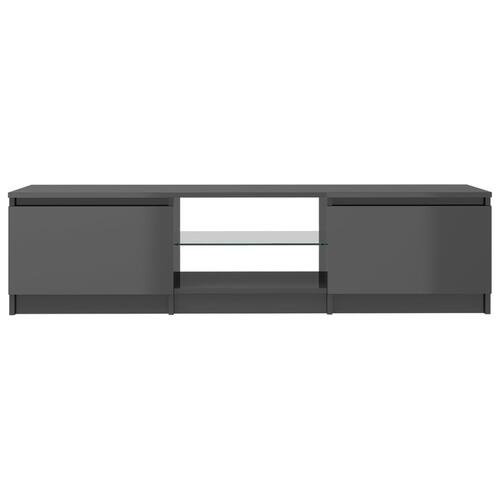 Tv-skab med LED-lys 140x40x35,5 cm grå højglans