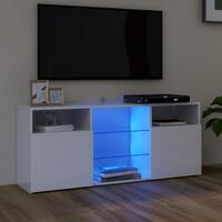 Tv-skab med LED-lys 120x30x50 cm hvid højglans