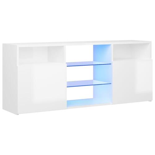Tv-skab med LED-lys 120x30x50 cm hvid højglans