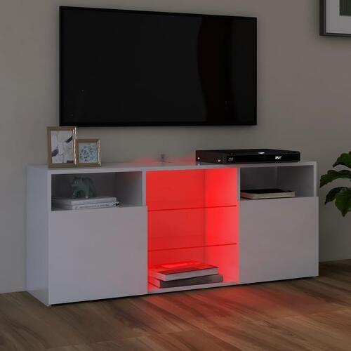 Tv-skab med LED-lys 120x30x50 cm hvid højglans