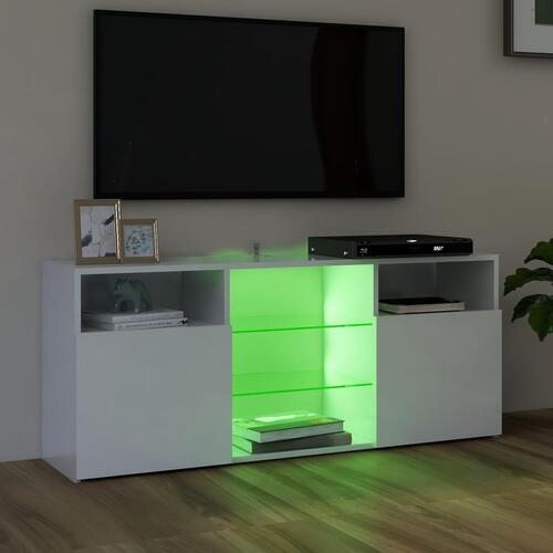 Tv-skab med LED-lys 120x30x50 cm hvid højglans