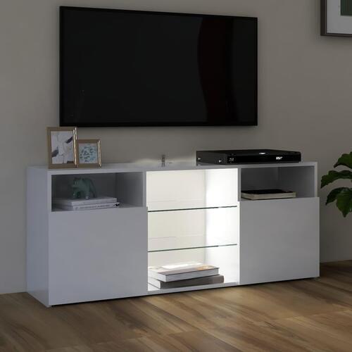 Tv-skab med LED-lys 120x30x50 cm hvid højglans