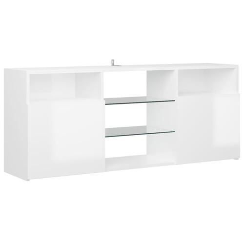 Tv-skab med LED-lys 120x30x50 cm hvid højglans