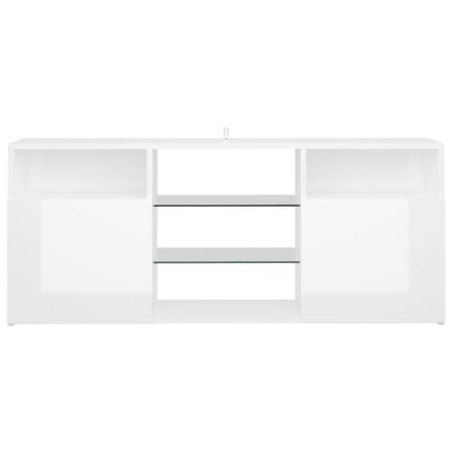 Tv-skab med LED-lys 120x30x50 cm hvid højglans