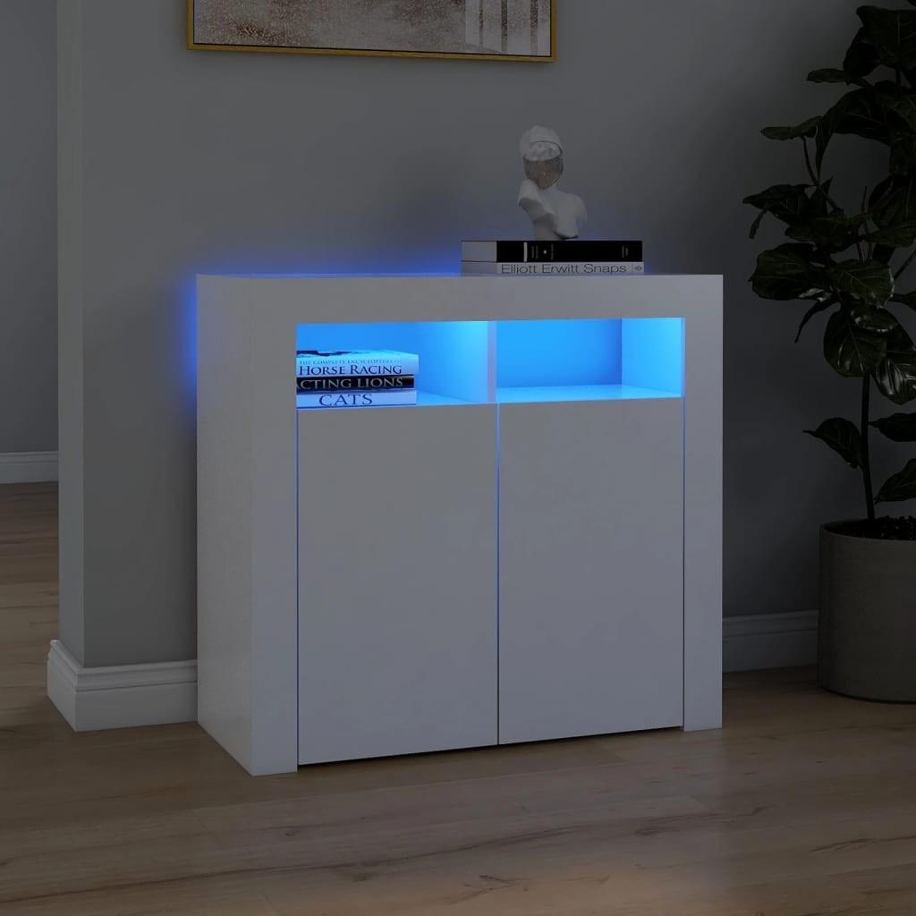 Skænk med LED-lys 80x35x75 cm hvid