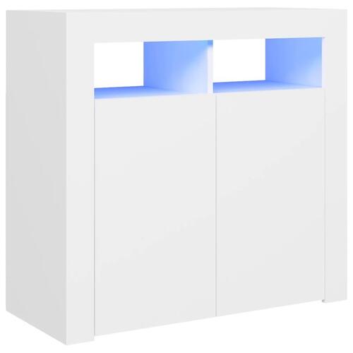 Skænk med LED-lys 80x35x75 cm hvid