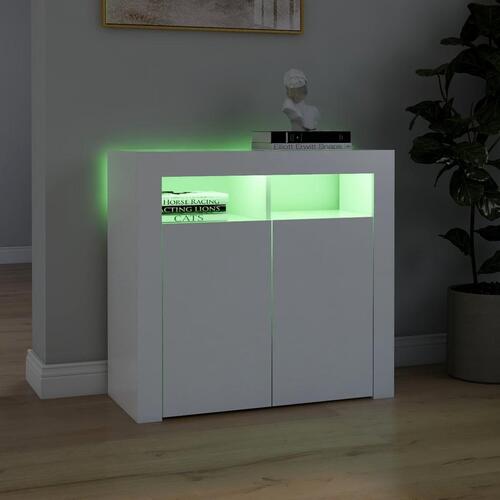 Skænk med LED-lys 80x35x75 cm hvid
