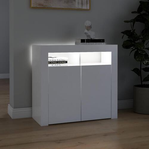 Skænk med LED-lys 80x35x75 cm hvid
