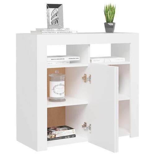 Skænk med LED-lys 80x35x75 cm hvid