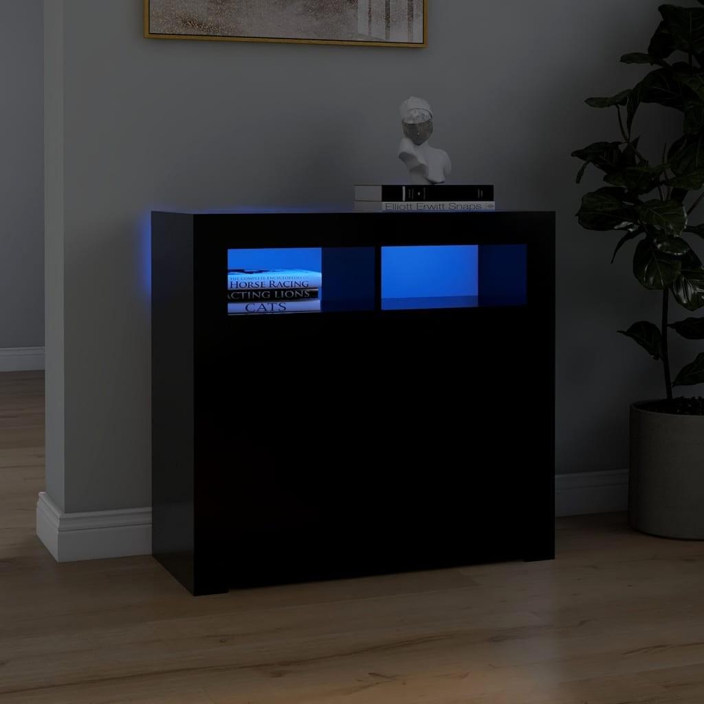 Skænk med LED-lys 80x35x75 cm sort