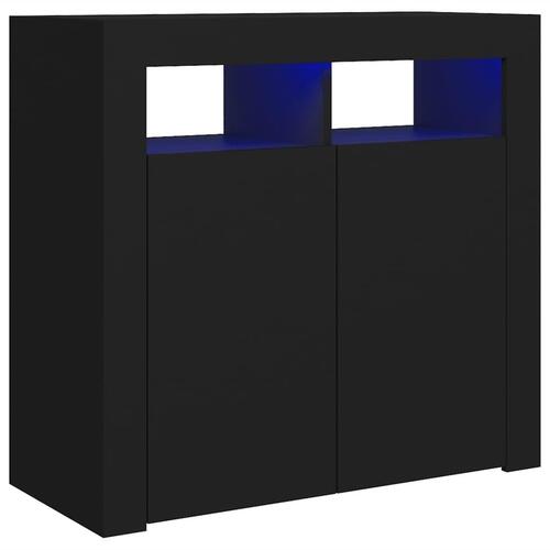 Skænk med LED-lys 80x35x75 cm sort