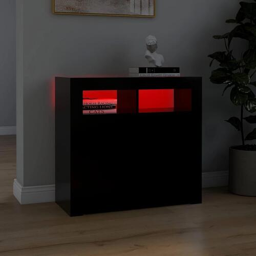 Skænk med LED-lys 80x35x75 cm sort