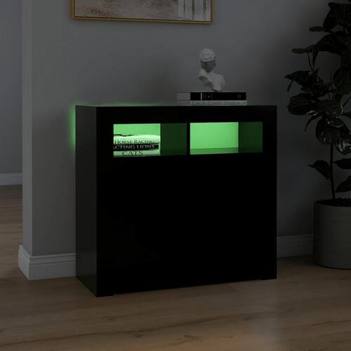 Skænk med LED-lys 80x35x75 cm sort