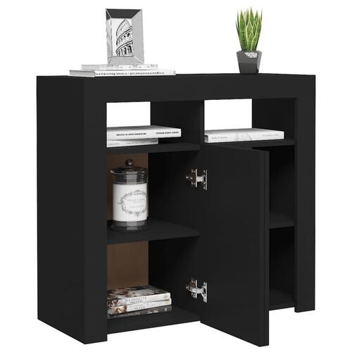 Skænk med LED-lys 80x35x75 cm sort