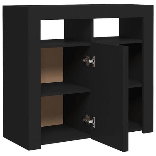 Skænk med LED-lys 80x35x75 cm sort