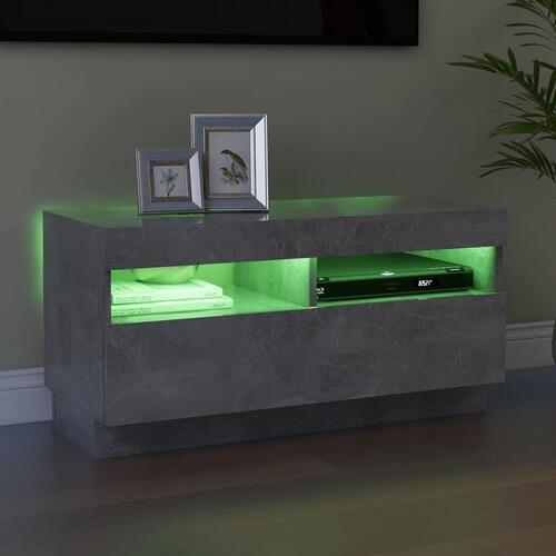Tv-bord med LED-lys 80x35x40 cm betongrå