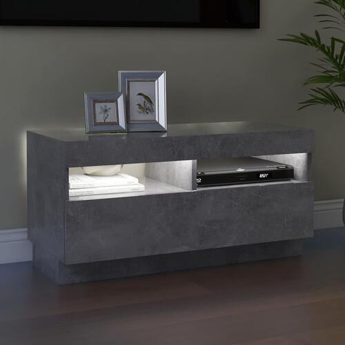 Tv-bord med LED-lys 80x35x40 cm betongrå