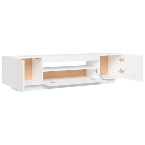 Tv-skab med LED-lys 160x35x40 cm hvid