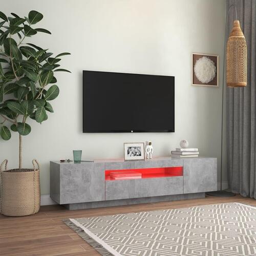 Tv-skab med LED-lys 160x35x40 cm betongrå